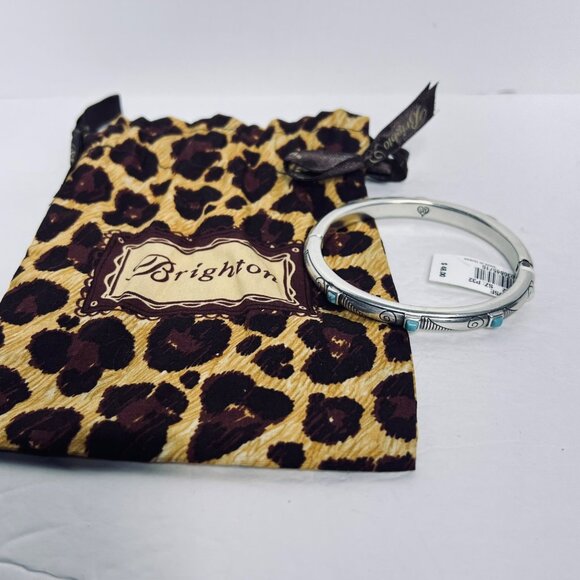 Brighton Jewelry - Brighton Primrose Silver Tone Faux Turquois Hinged Bangle Bracelet (5937)